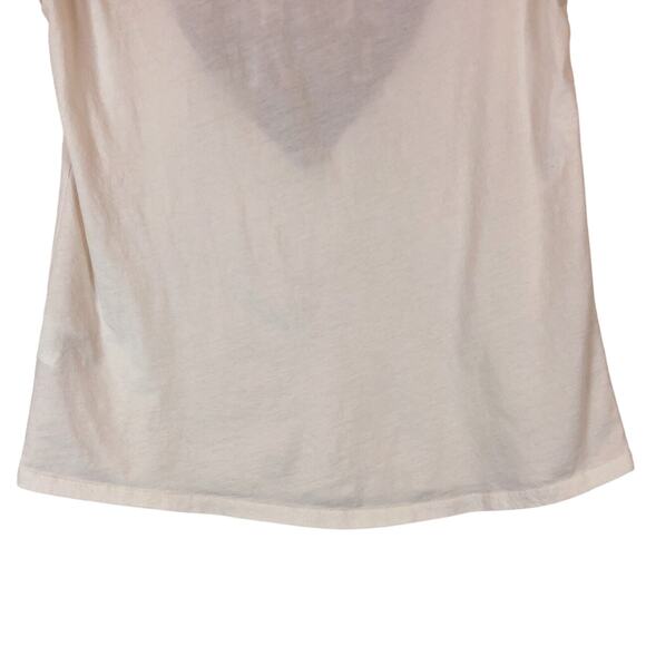 Maison Scotch Womens Graphic T-Shirt XL White Scoop Neck Cap Sleeve Lightweight - Picture 8 of 10